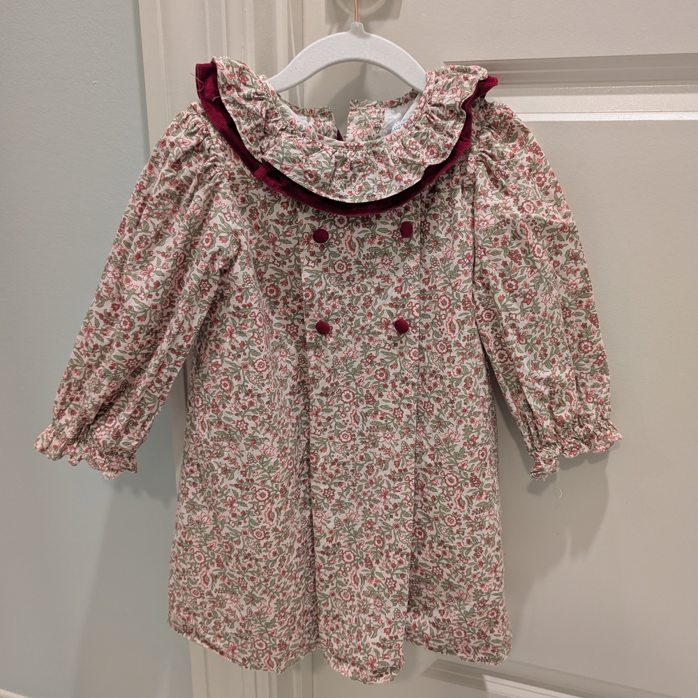 Floral Kids Formal Dress with Ruffled Collar